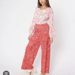 70s Stylish Red and White Women's Jumpsuit